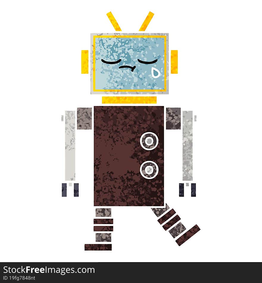 retro illustration style cartoon robot