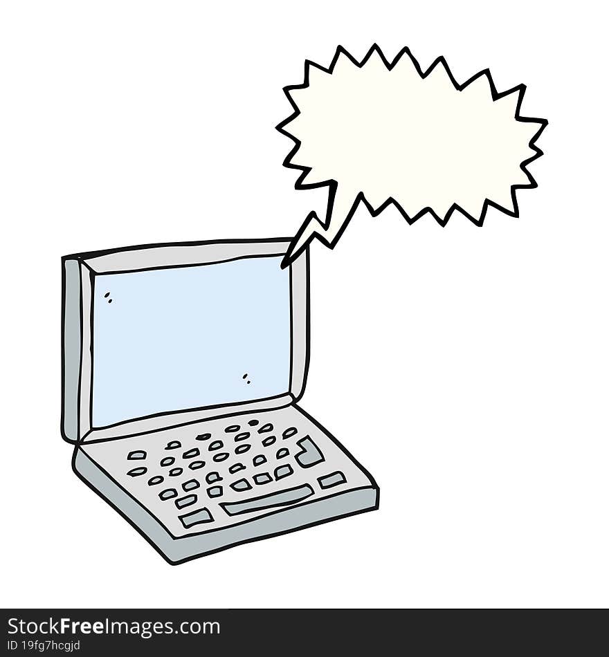 speech bubble cartoon laptop computer