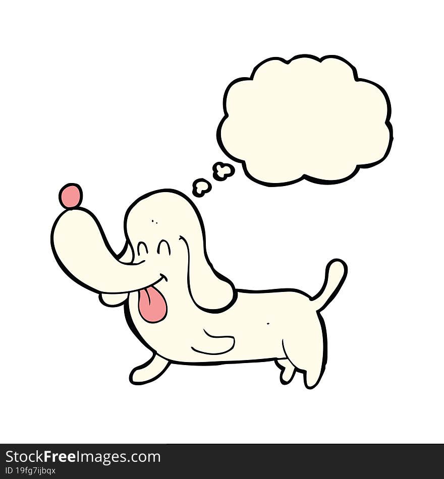 Cartoon Happy Dog With Thought Bubble