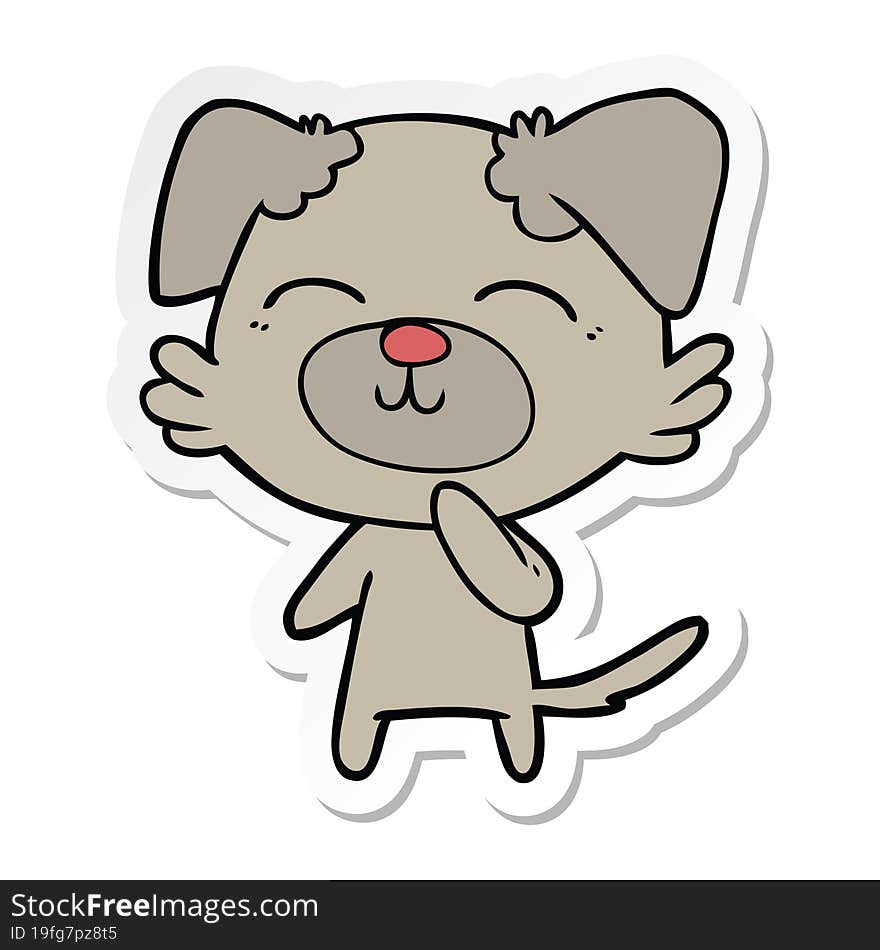 sticker of a cartoon dog thinking