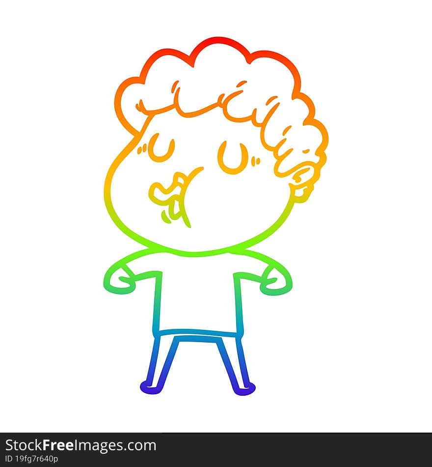 rainbow gradient line drawing cartoon man singing