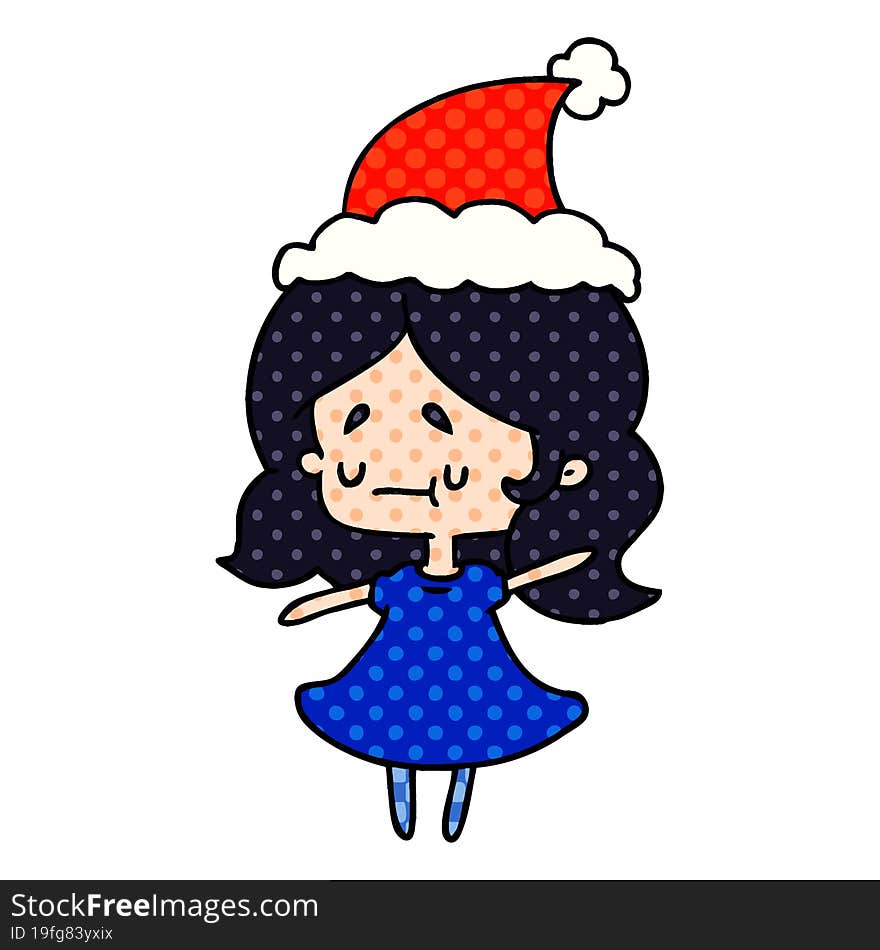 christmas cartoon of kawaii girl