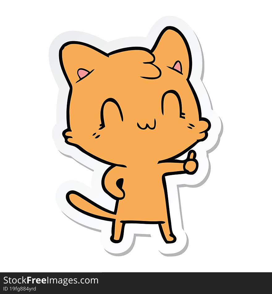 Sticker Of A Cartoon Happy Cat