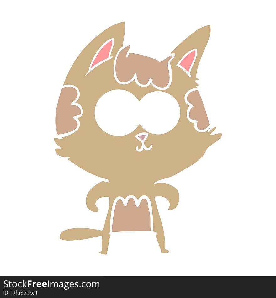 happy flat color style cartoon cat