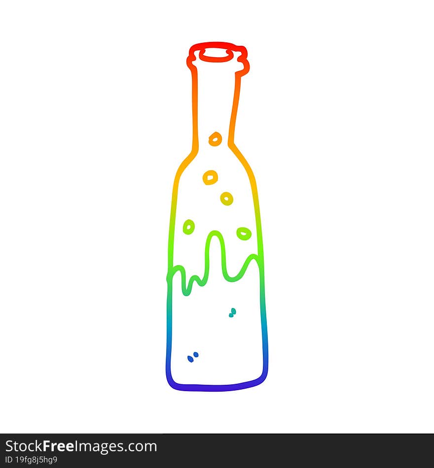 rainbow gradient line drawing cartoon bottle of pop