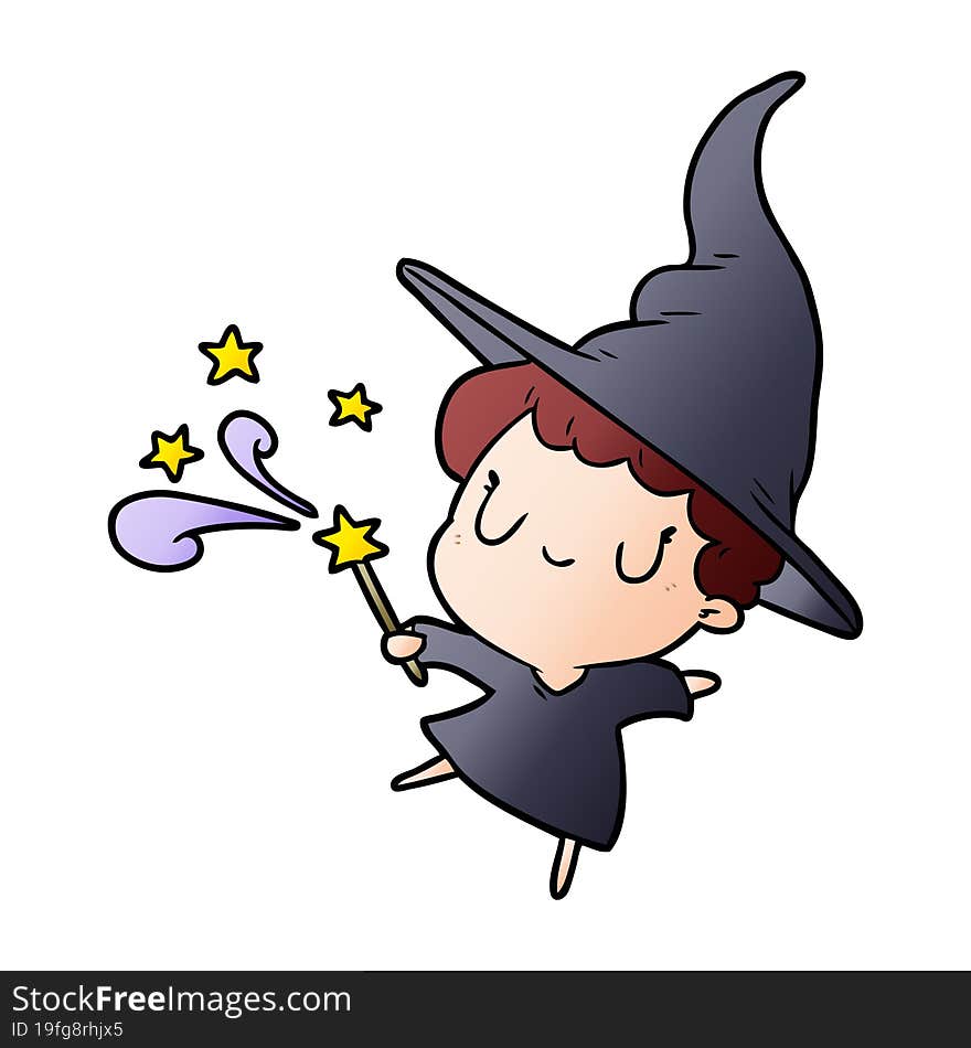 cute cartoon witch casting spell. cute cartoon witch casting spell