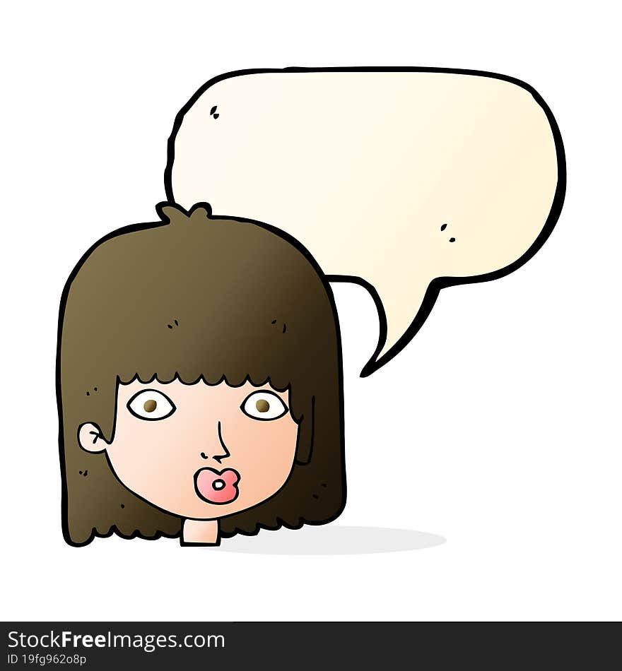 cartoon surprised woman with speech bubble