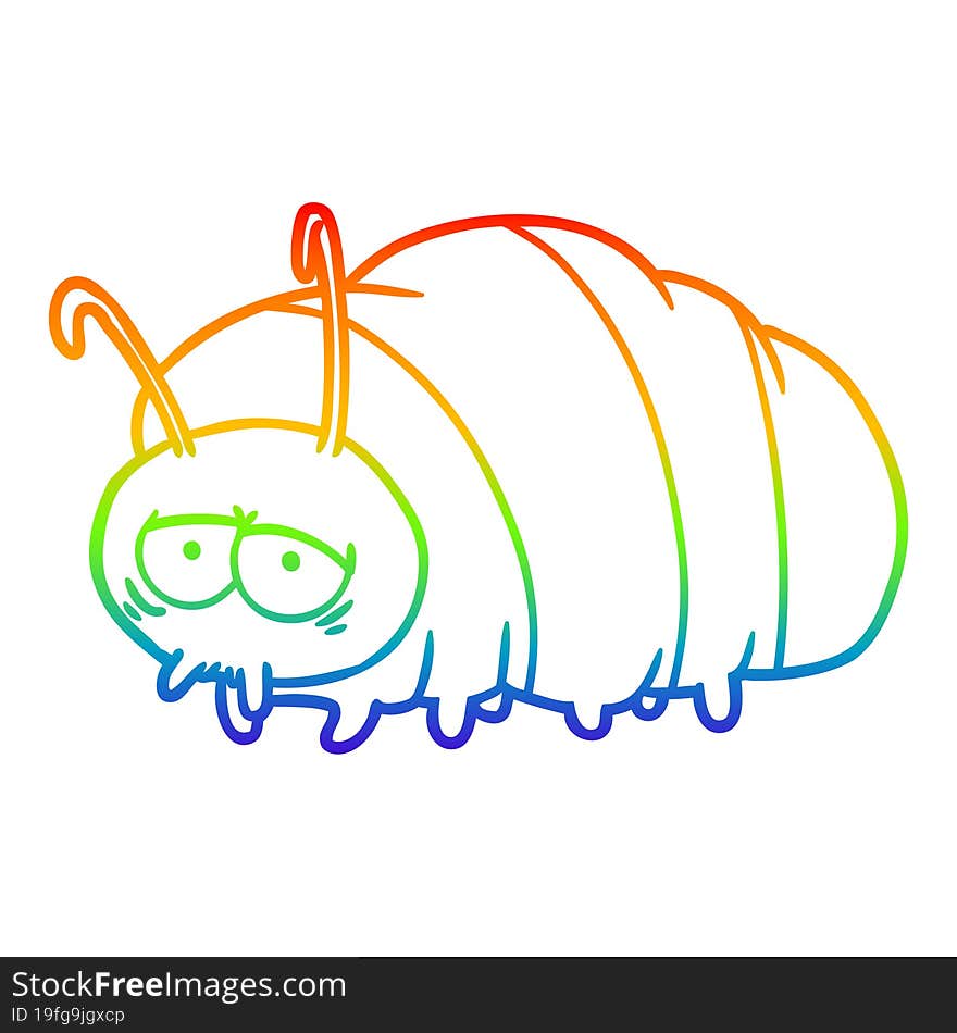 rainbow gradient line drawing cartoon bug