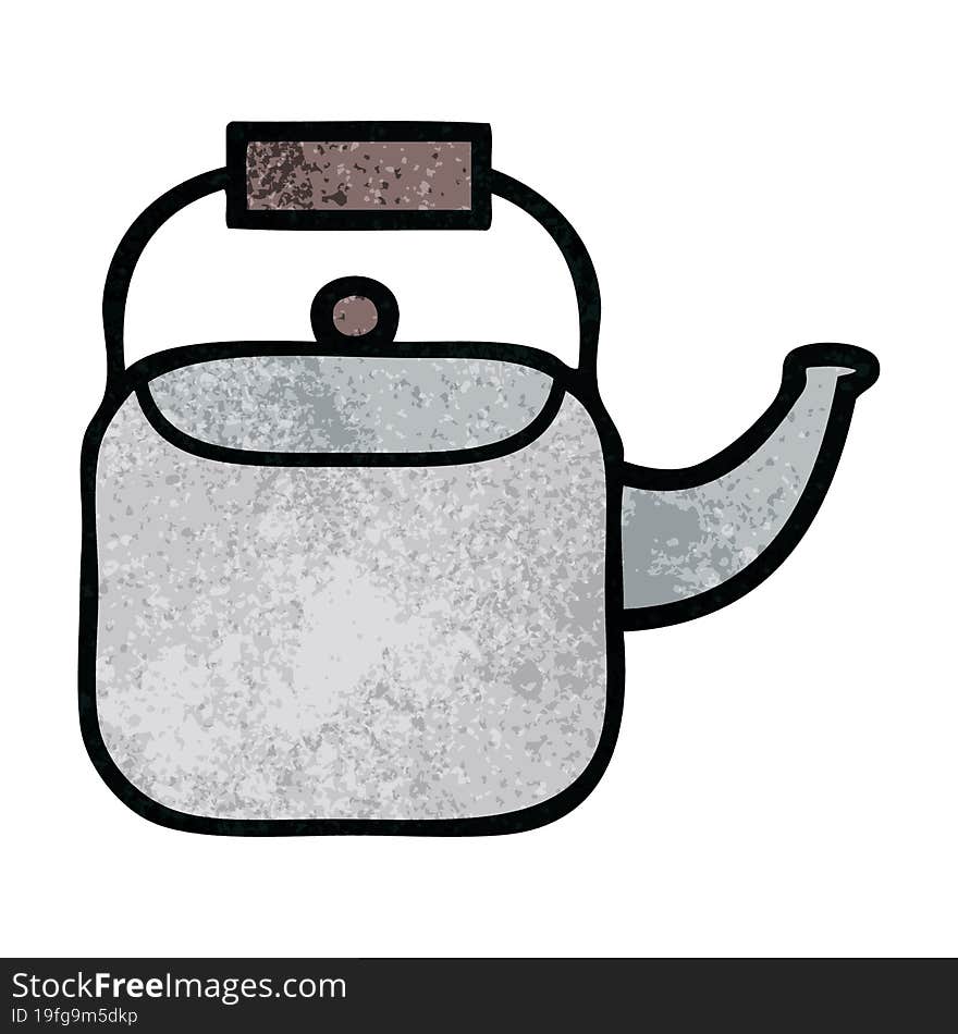 retro grunge texture cartoon kettle pot