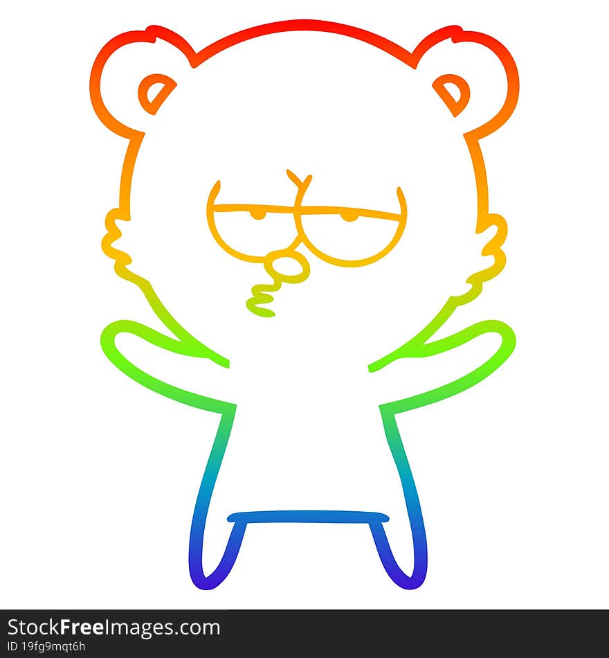 rainbow gradient line drawing bored bear cartoon