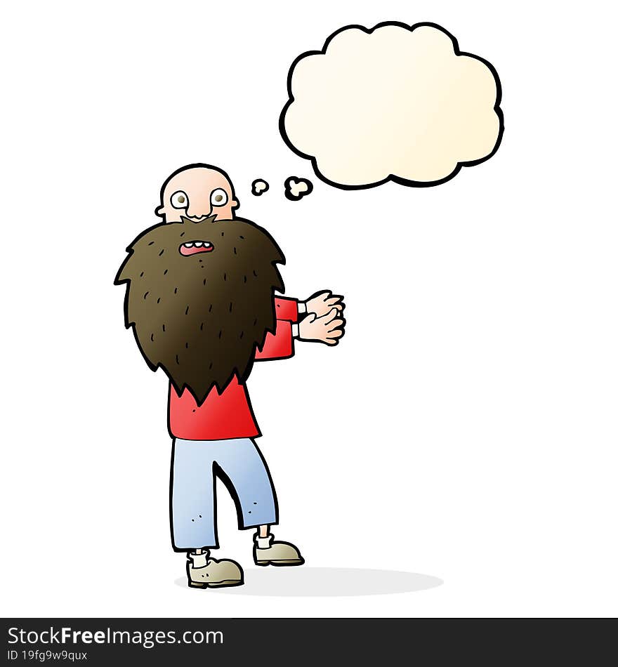 cartoon bearded old man with thought bubble