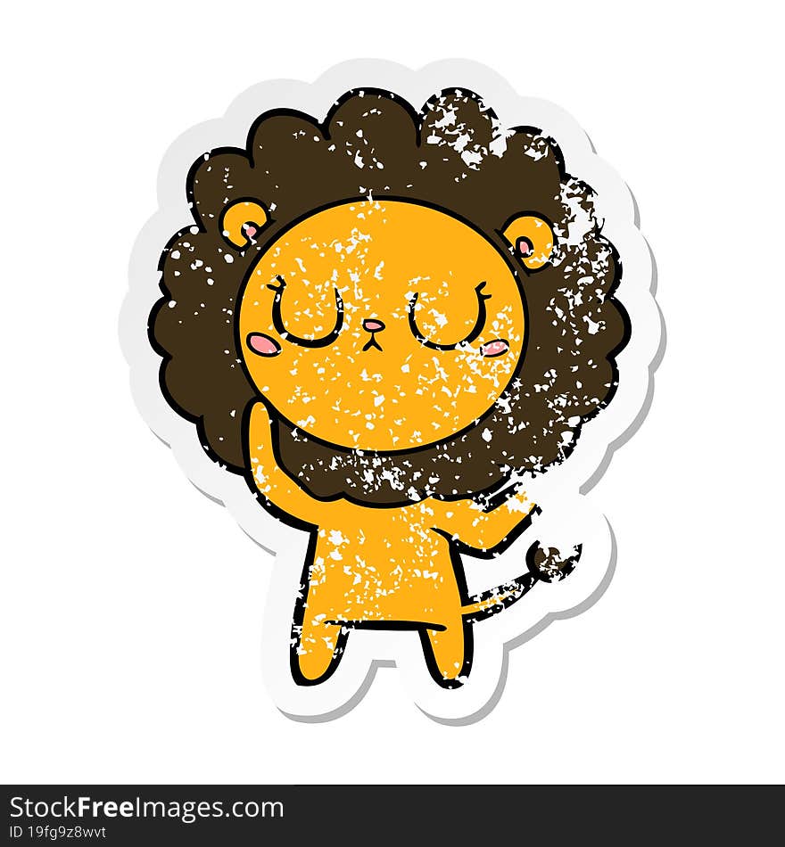 distressed sticker of a cartoon lion