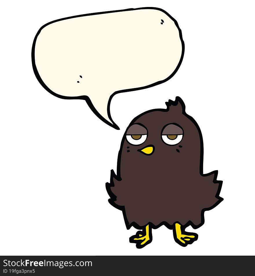 cartoon bored bird with thought bubble