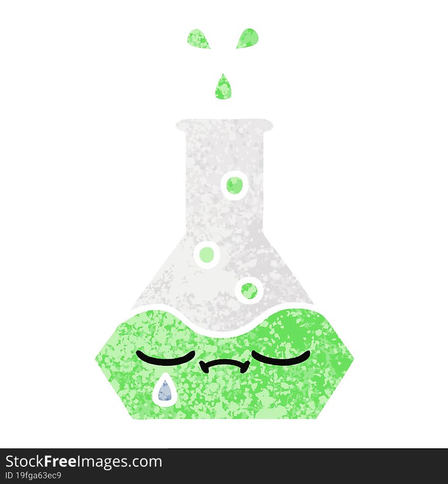 retro illustration style cartoon science beaker