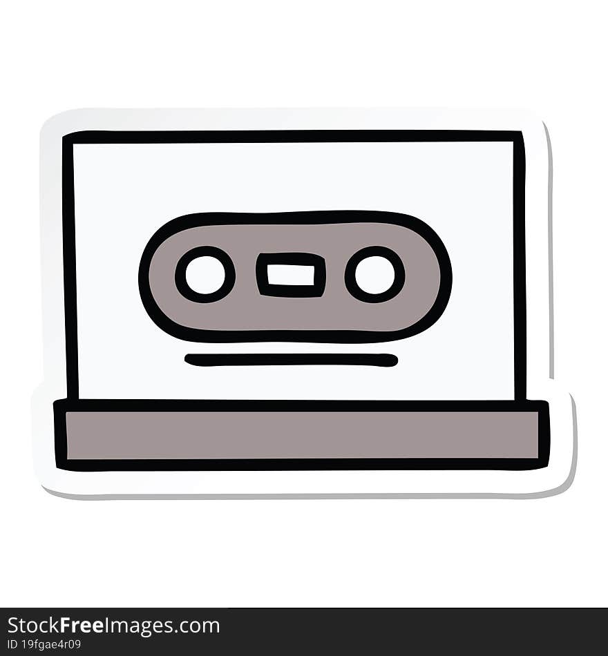 sticker of a cute cartoon retro cassette