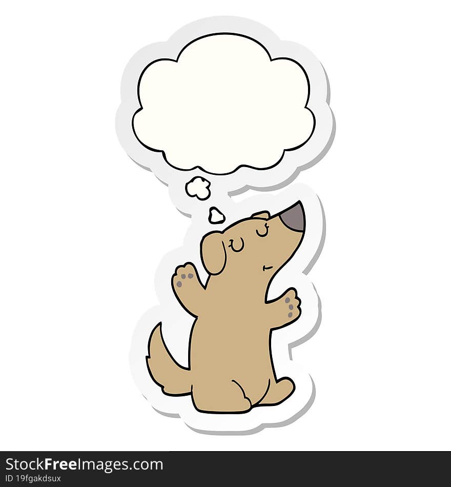 cartoon dog and thought bubble as a printed sticker