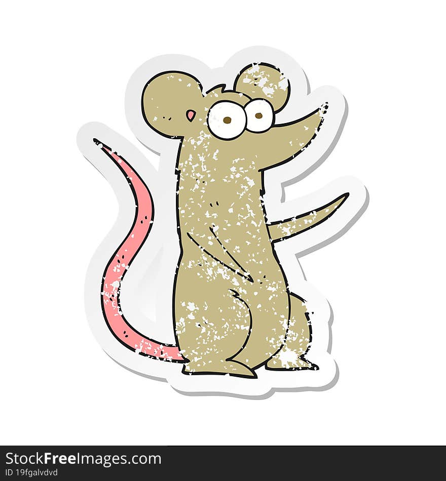 retro distressed sticker of a cartoon mouse