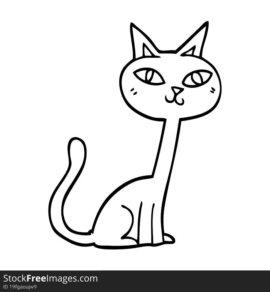 line drawing cartoon cat