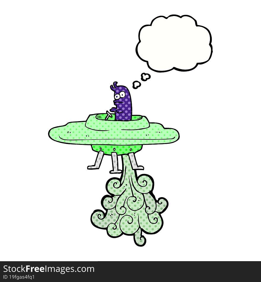 Thought Bubble Cartoon Flying Saucer