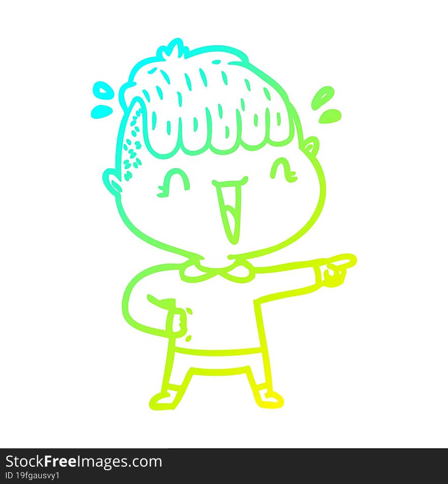 cold gradient line drawing cartoon happy boy surprised