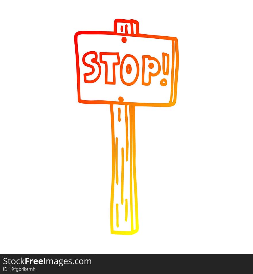 Warm Gradient Line Drawing Cartoon Road Sign