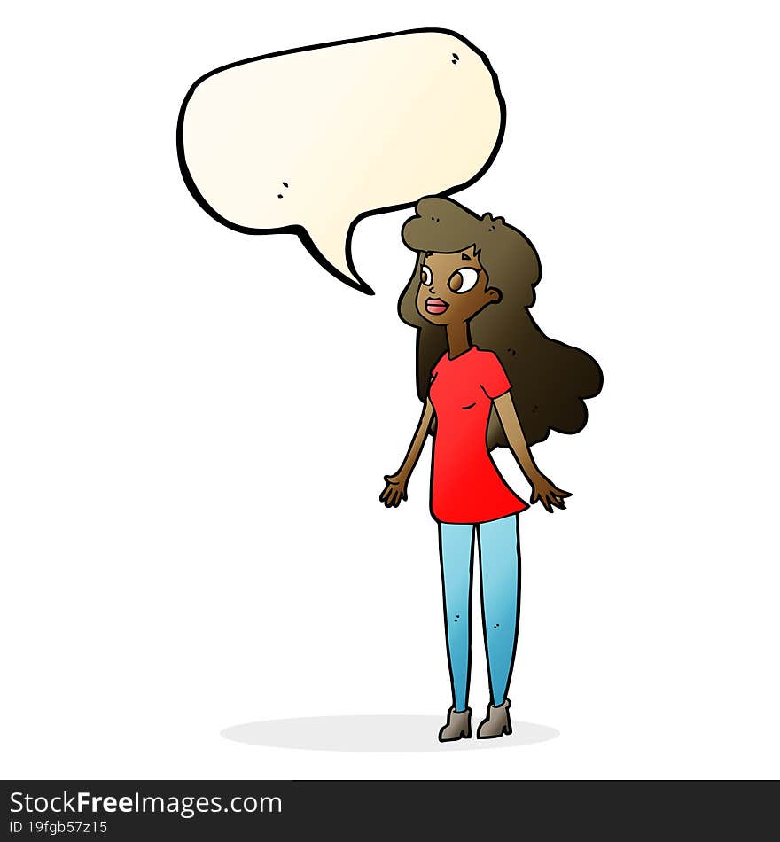 cartoon pretty girl with speech bubble