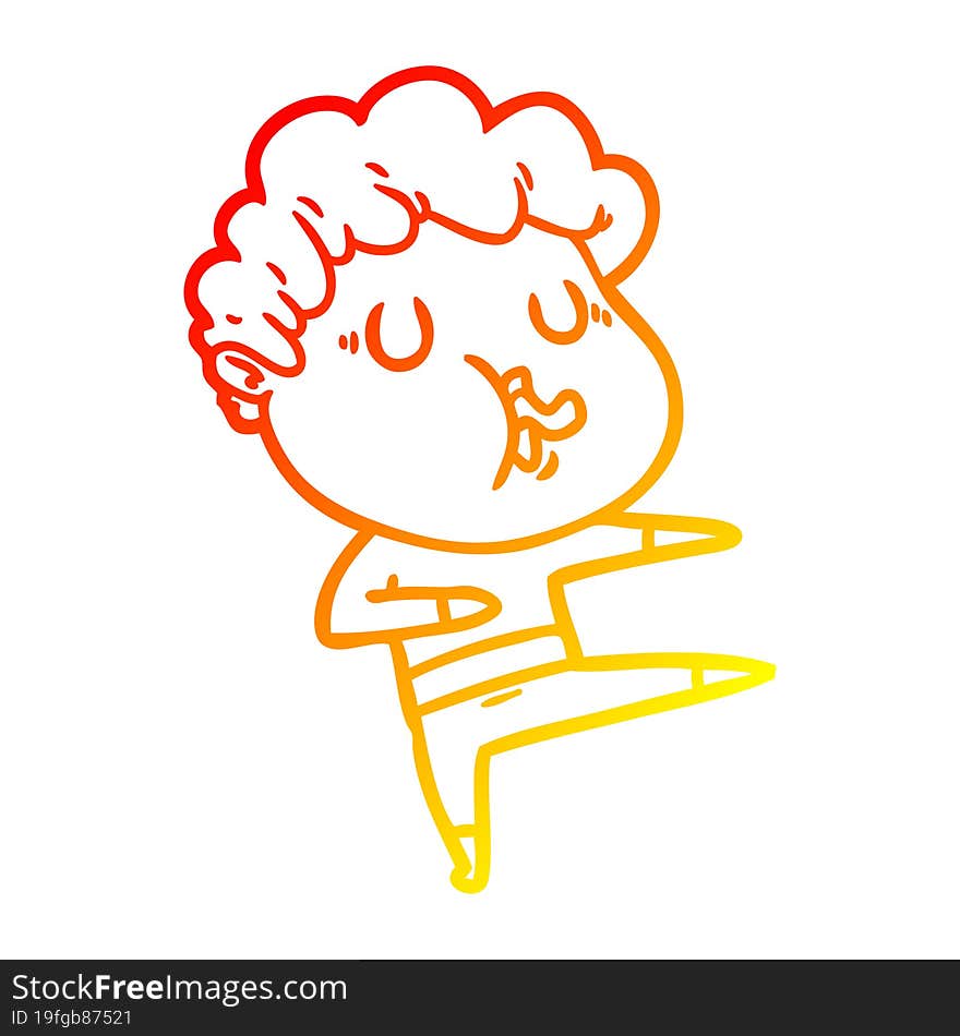 warm gradient line drawing cartoon man singing