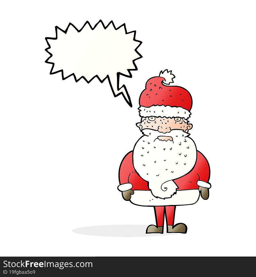 cartoon santa claus with speech bubble