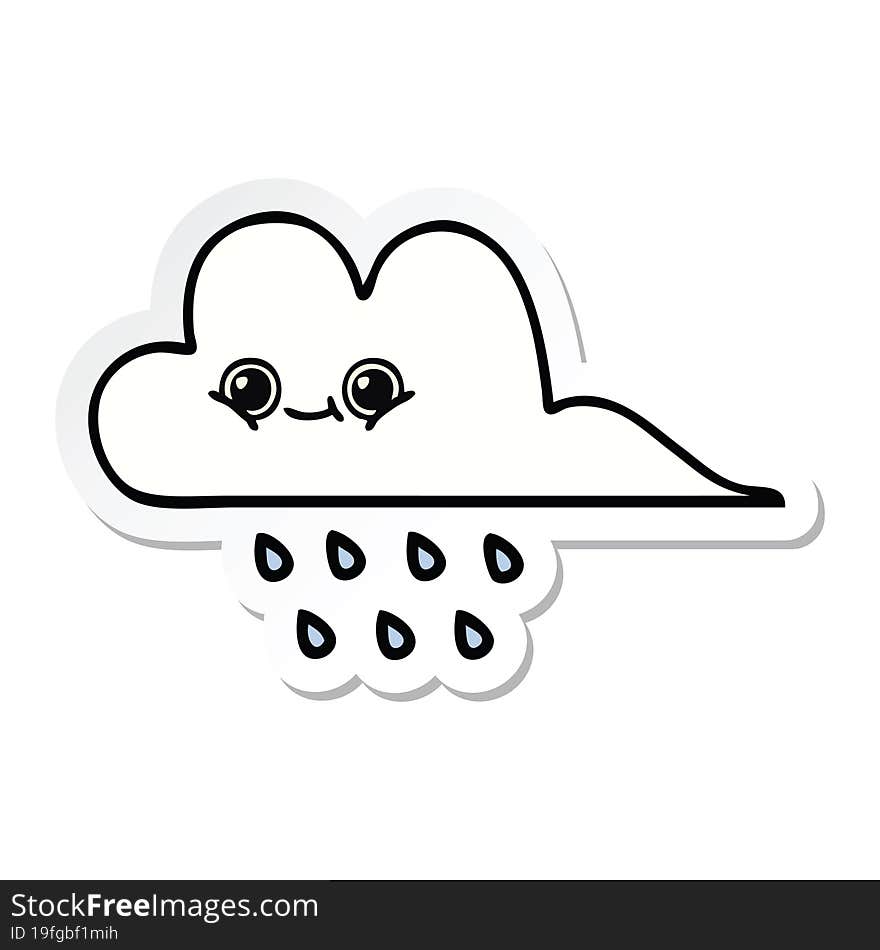 Sticker Of A Cute Cartoon Rain Cloud