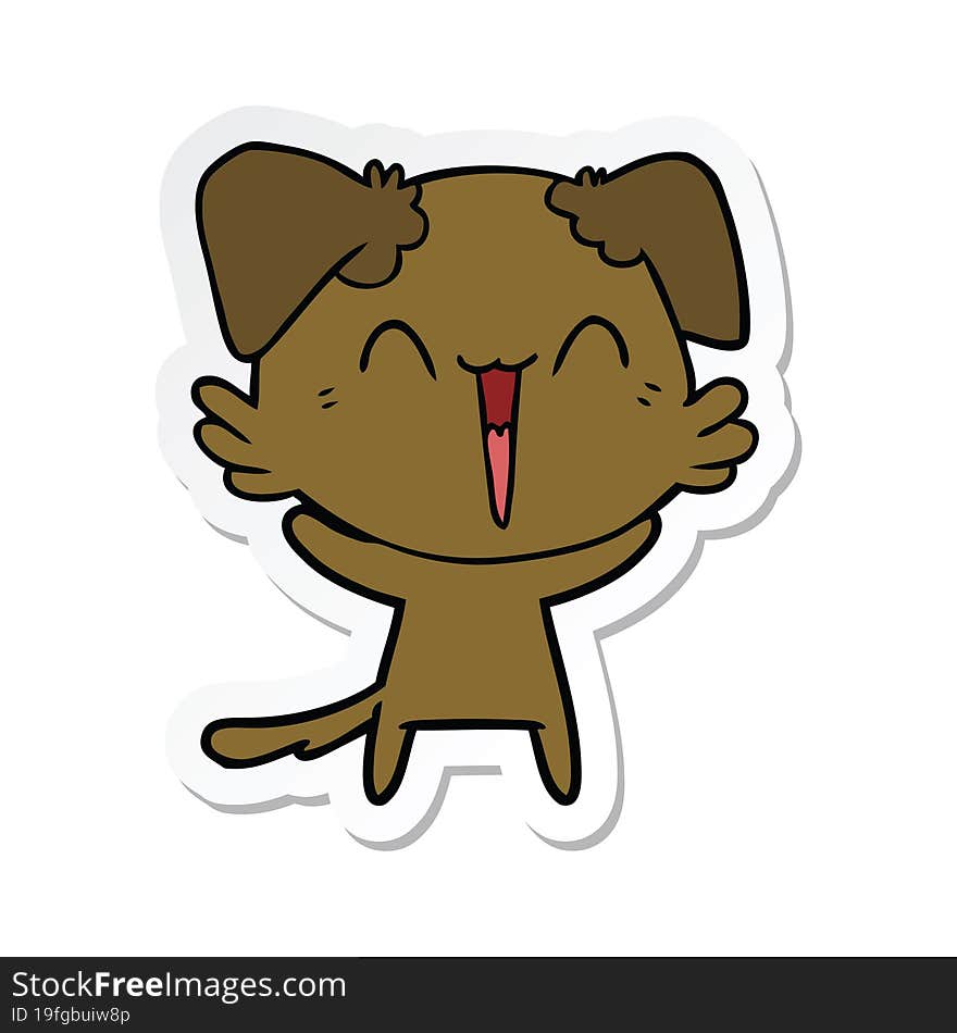 sticker of a happy little dog cartoon