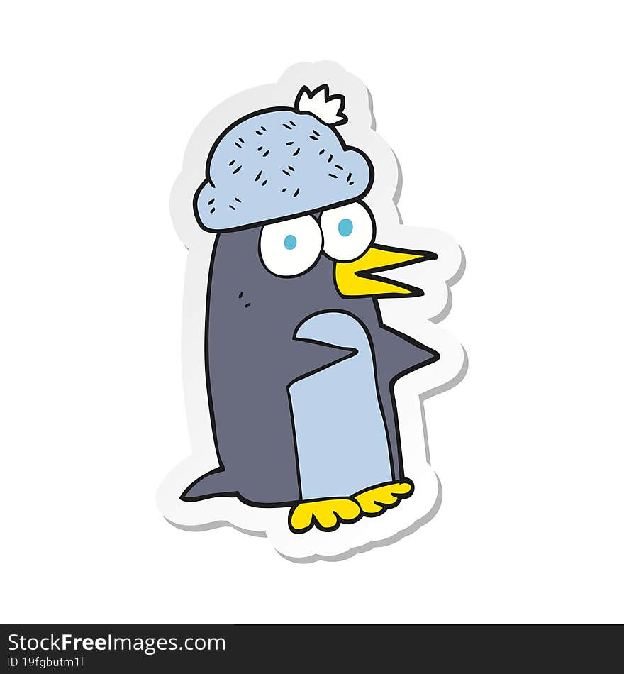 sticker of a cartoon penguin