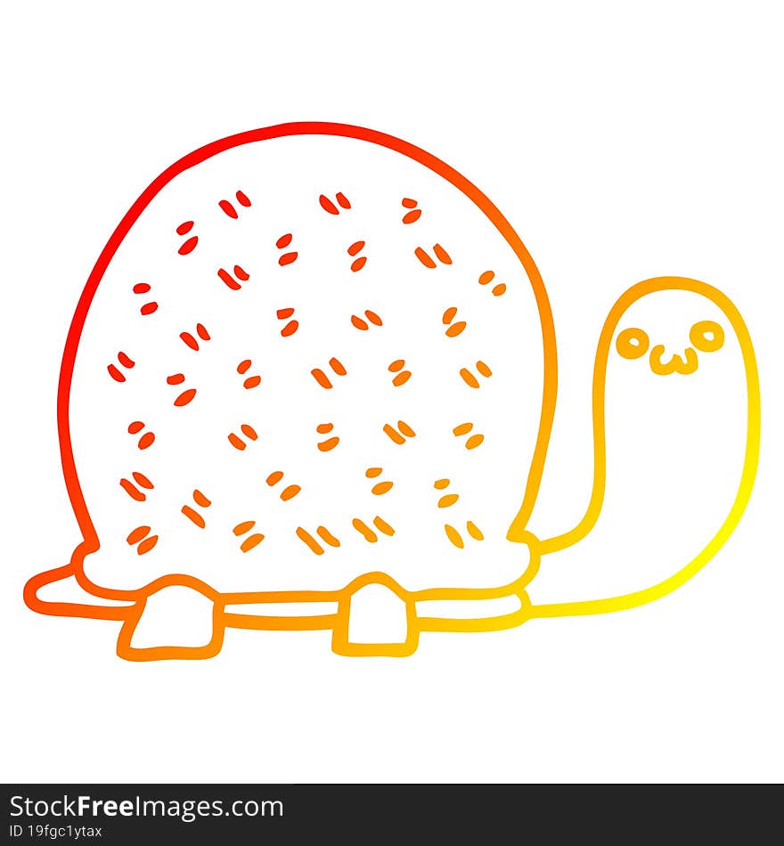 warm gradient line drawing cute cartoon turtle