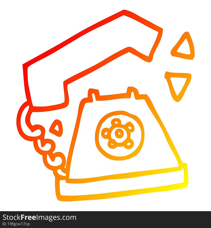 warm gradient line drawing of a cartoon retro telephone