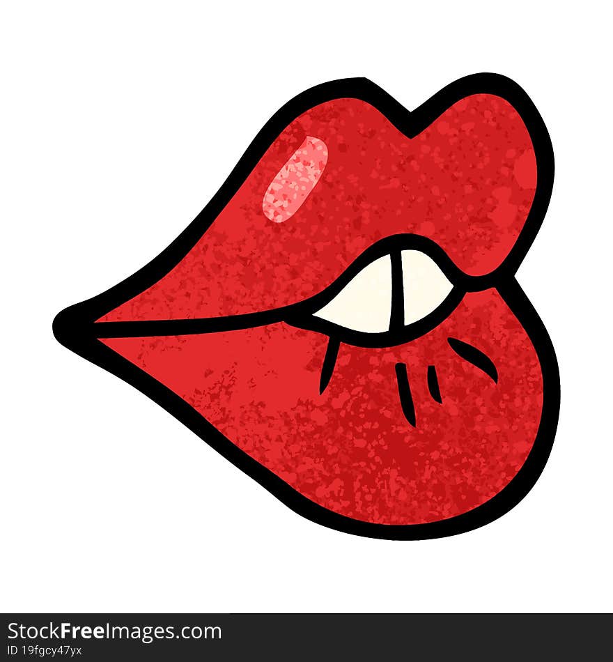 grunge textured illustration cartoon pouting lips