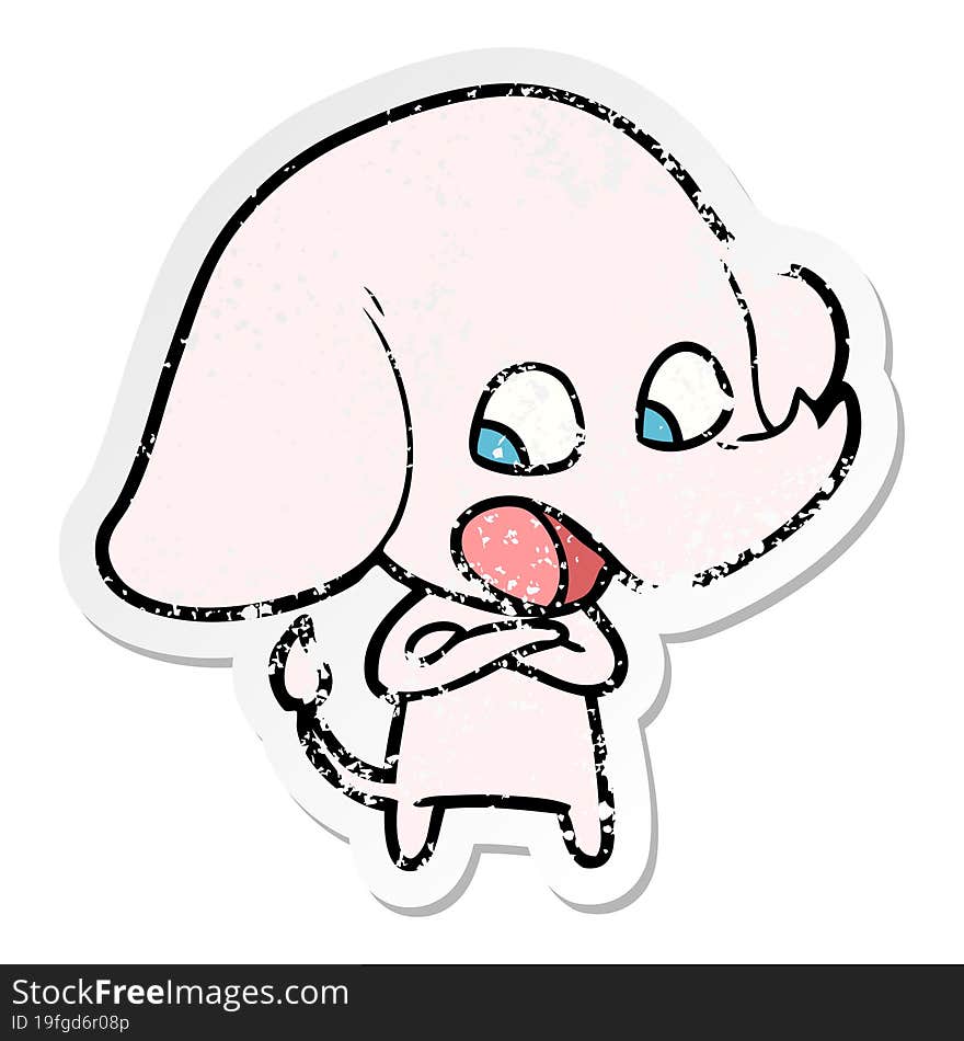 distressed sticker of a cute cartoon elephant