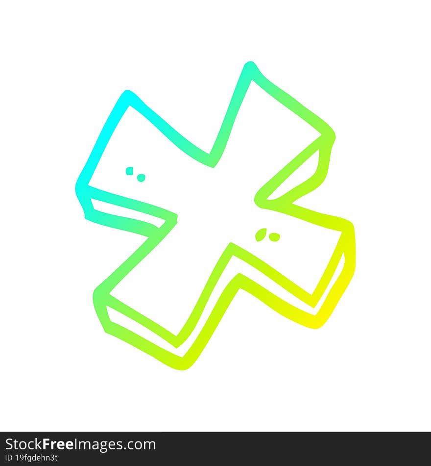 Cold Gradient Line Drawing Cartoon Multiplication Symbol