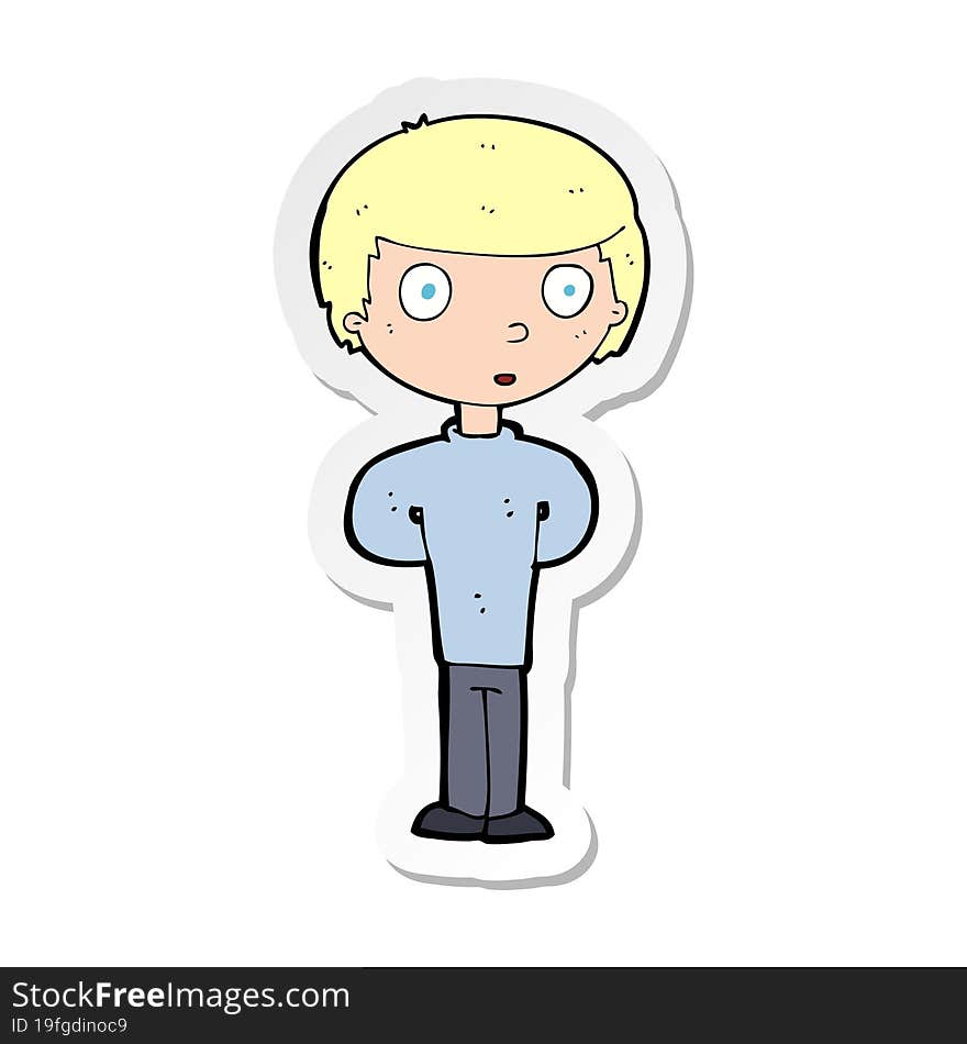 sticker of a cartoon curious boy