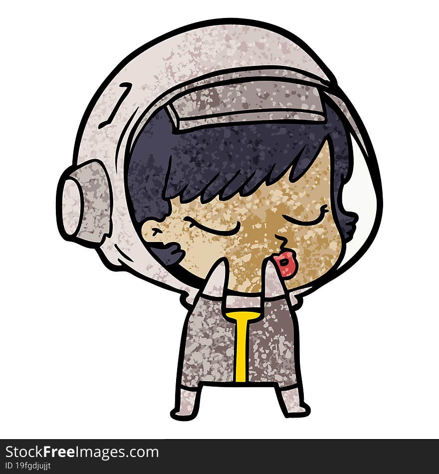 shy cartoon pretty astronaut girl. shy cartoon pretty astronaut girl