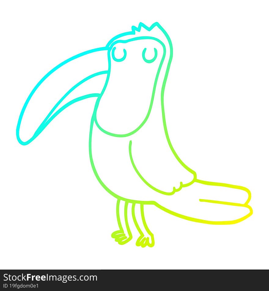 cold gradient line drawing of a cartoon toucan