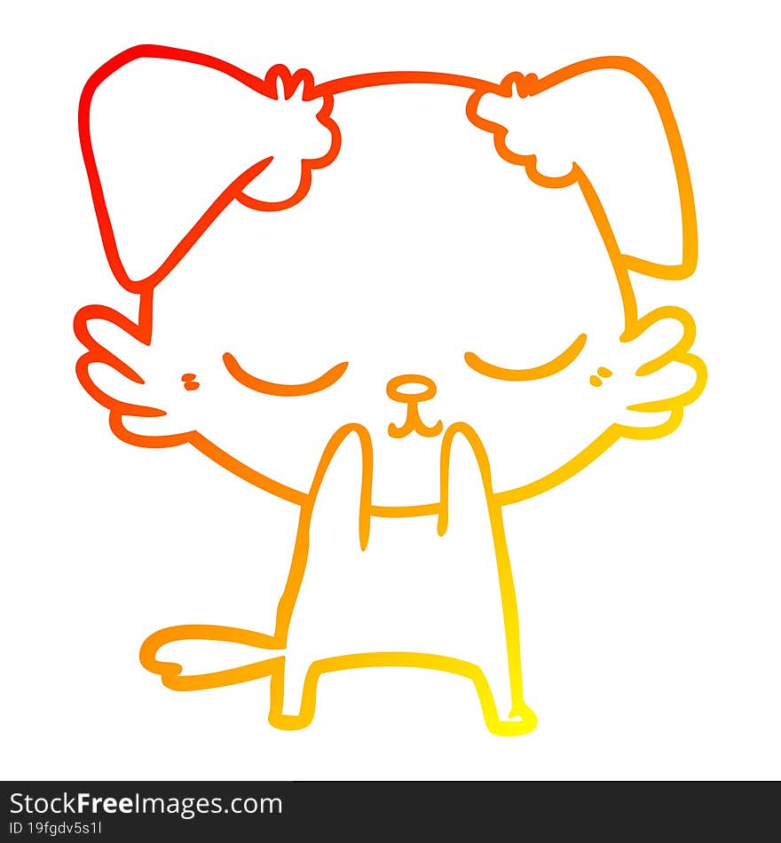 warm gradient line drawing cute cartoon dog