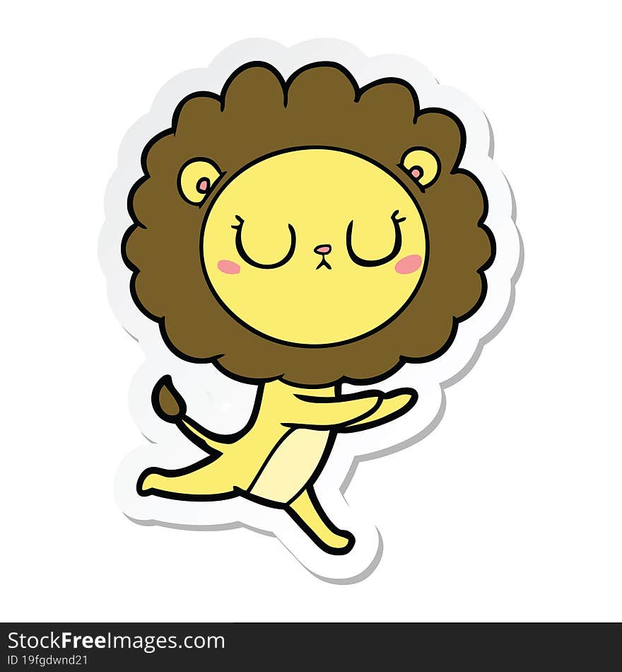 sticker of a cartoon running lion