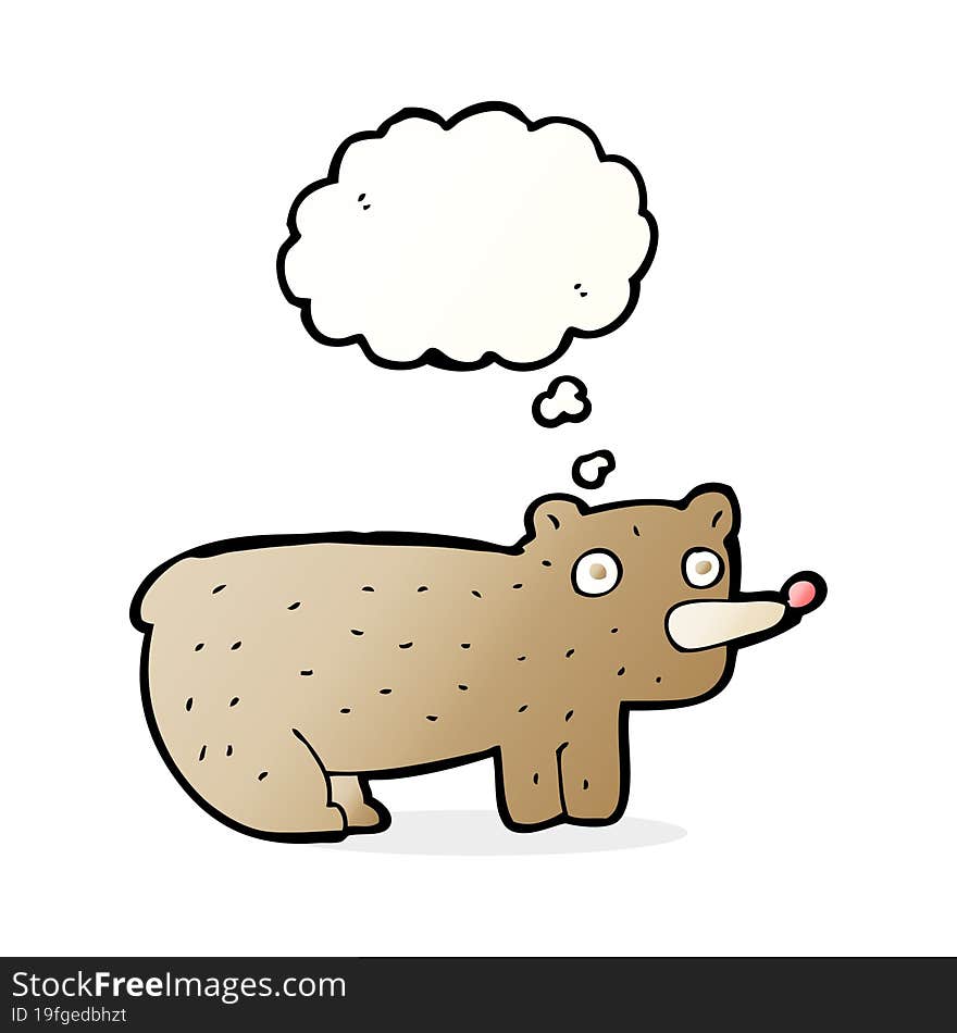 funny cartoon bear with thought bubble