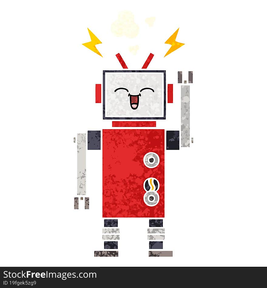 Retro Illustration Style Cartoon Robot