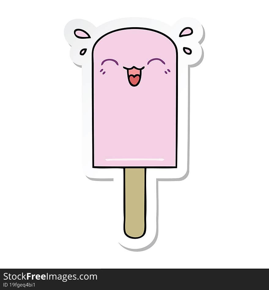 sticker of a quirky hand drawn cartoon ice lolly