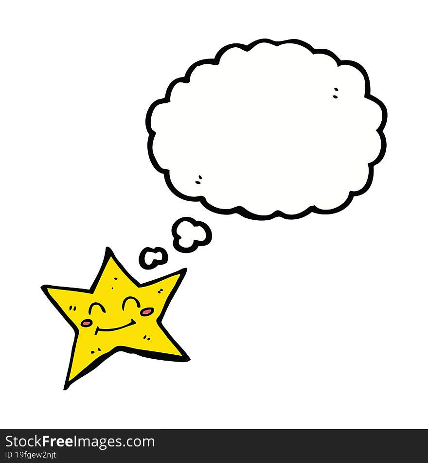 cartoon star character with thought bubble