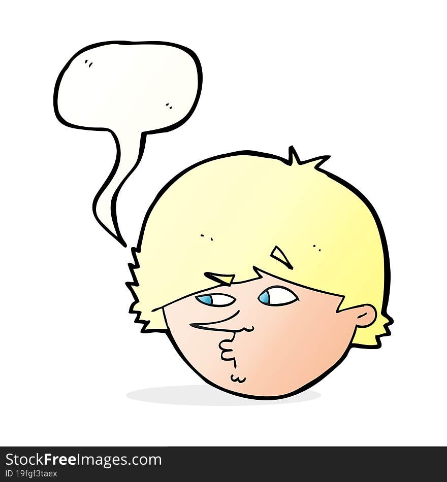 cartoon suspicious man with speech bubble