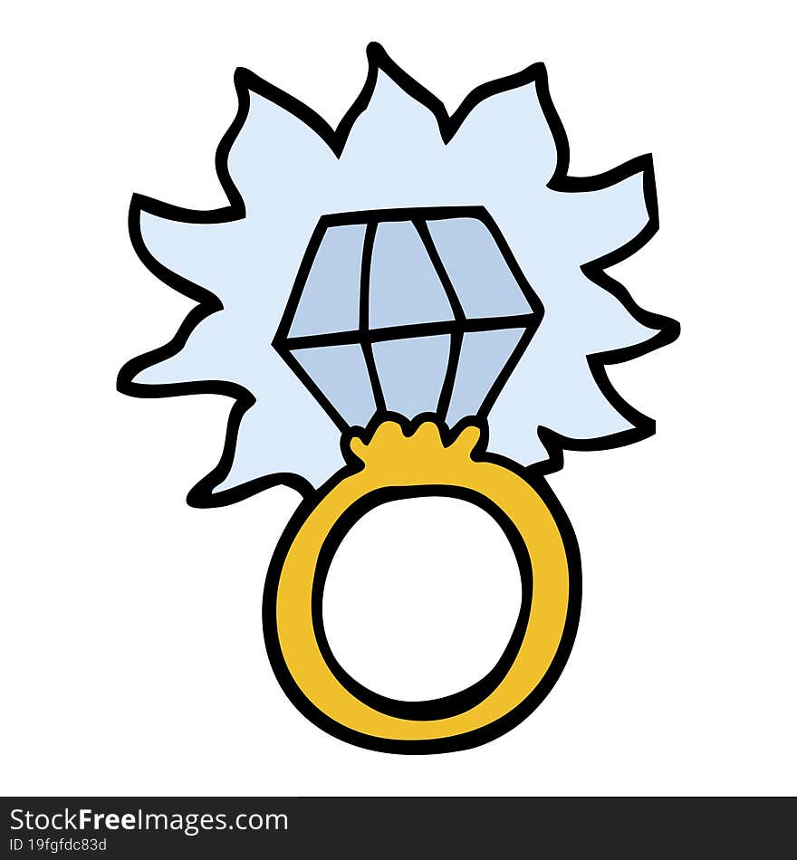 hand drawn doodle style cartoon diamond ring