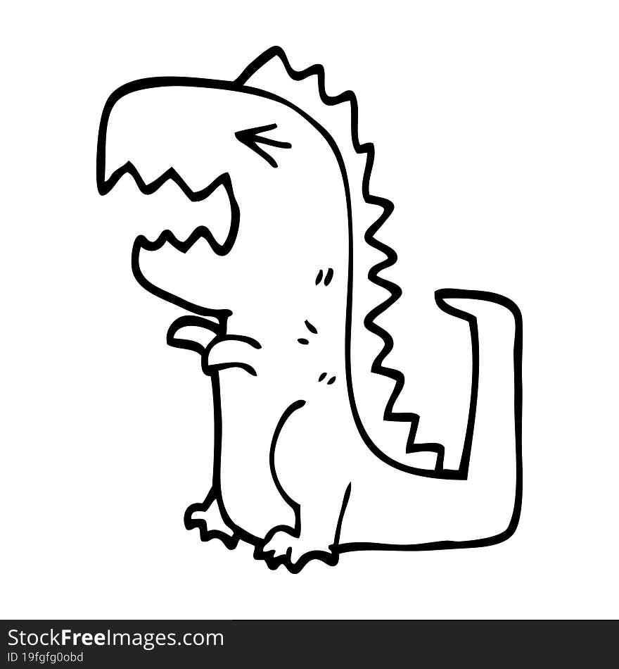 Line Drawing Cartoon Roaring T Rex