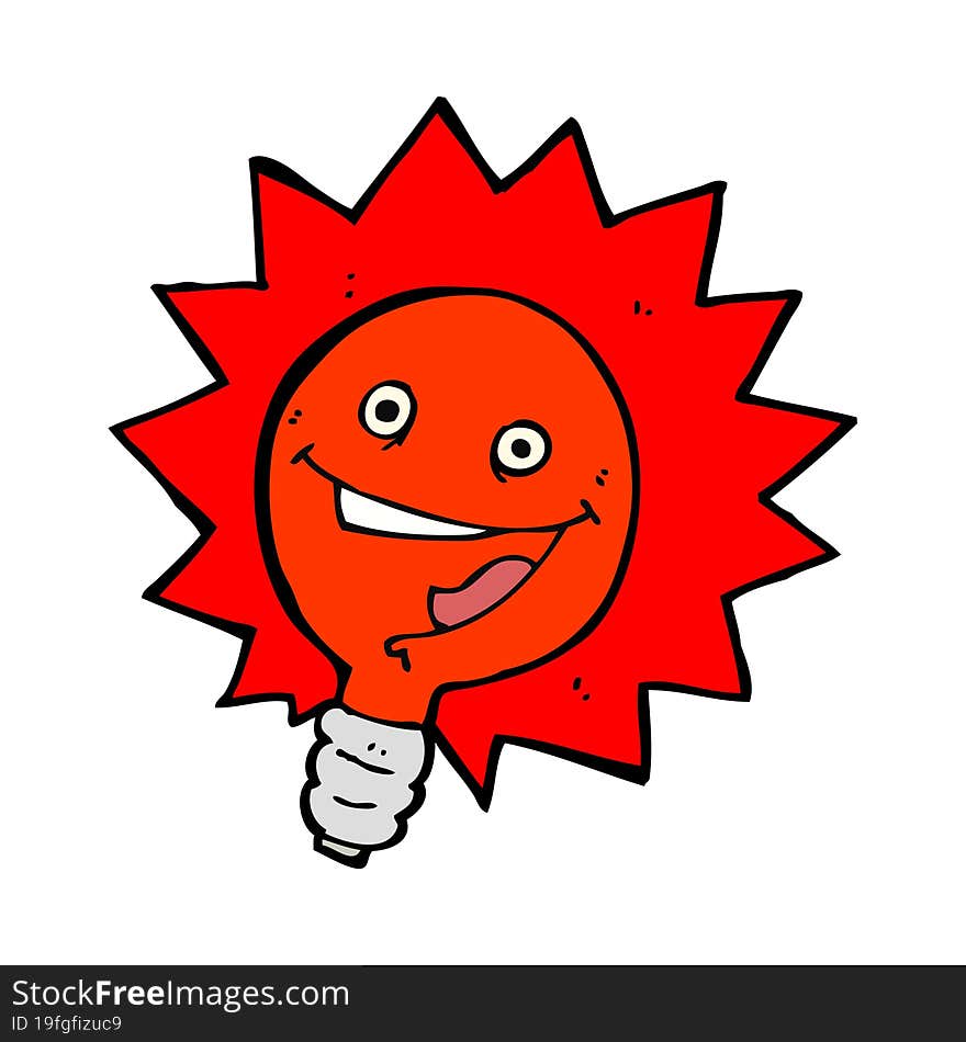 happy flashing red light bulb cartoon