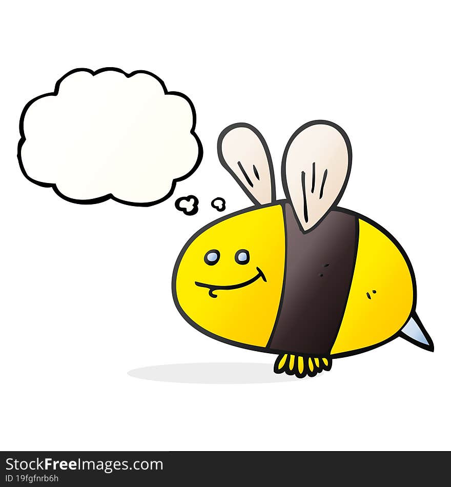 freehand drawn thought bubble cartoon bee